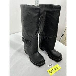 Womans New Teaieui Knee High Pull On Slouchy Fold over Riding Boots 8 Black
